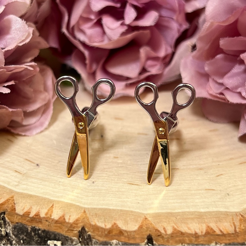 Gold and Silver Scissor Cufflinks - Picture 7 of 15